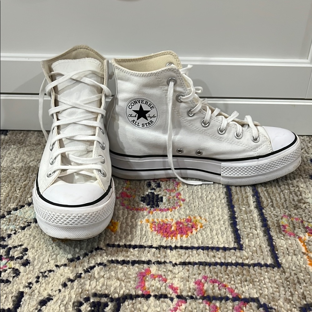 Converse All Star White Platform Canvas High-Tops